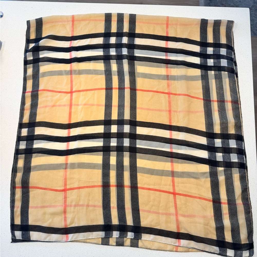 Burberry Beige and Black Plaid Scarf